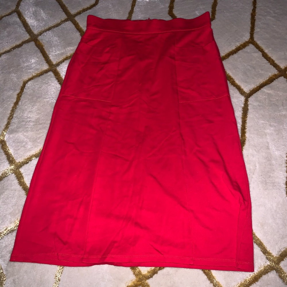 Red pencil skirt
